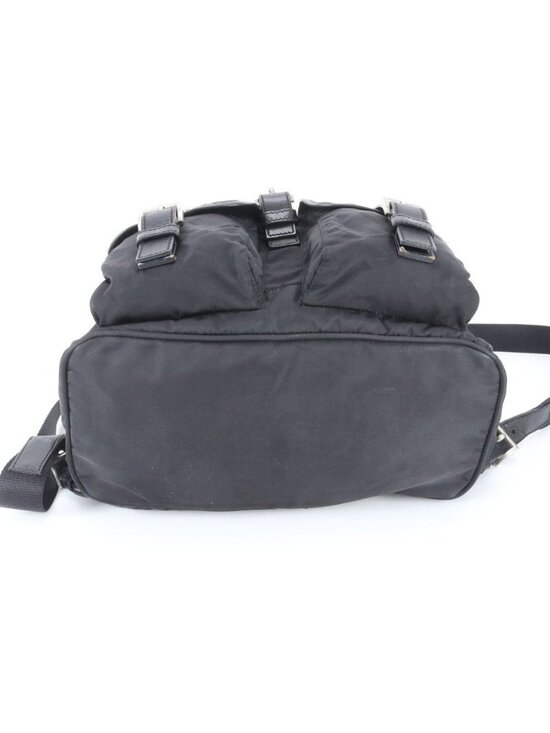 Prada Tessuto Nylon Triangle Logo Leather Backpack Black main image 4